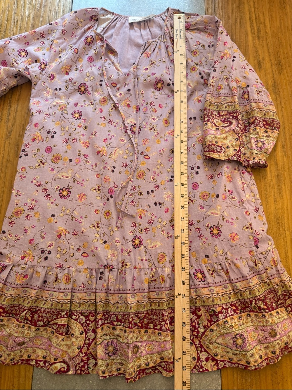Self Contrast Floral Paisley Ruffle Hem Mini Dress Lavender Purple Size Small - Picture 15 of 16